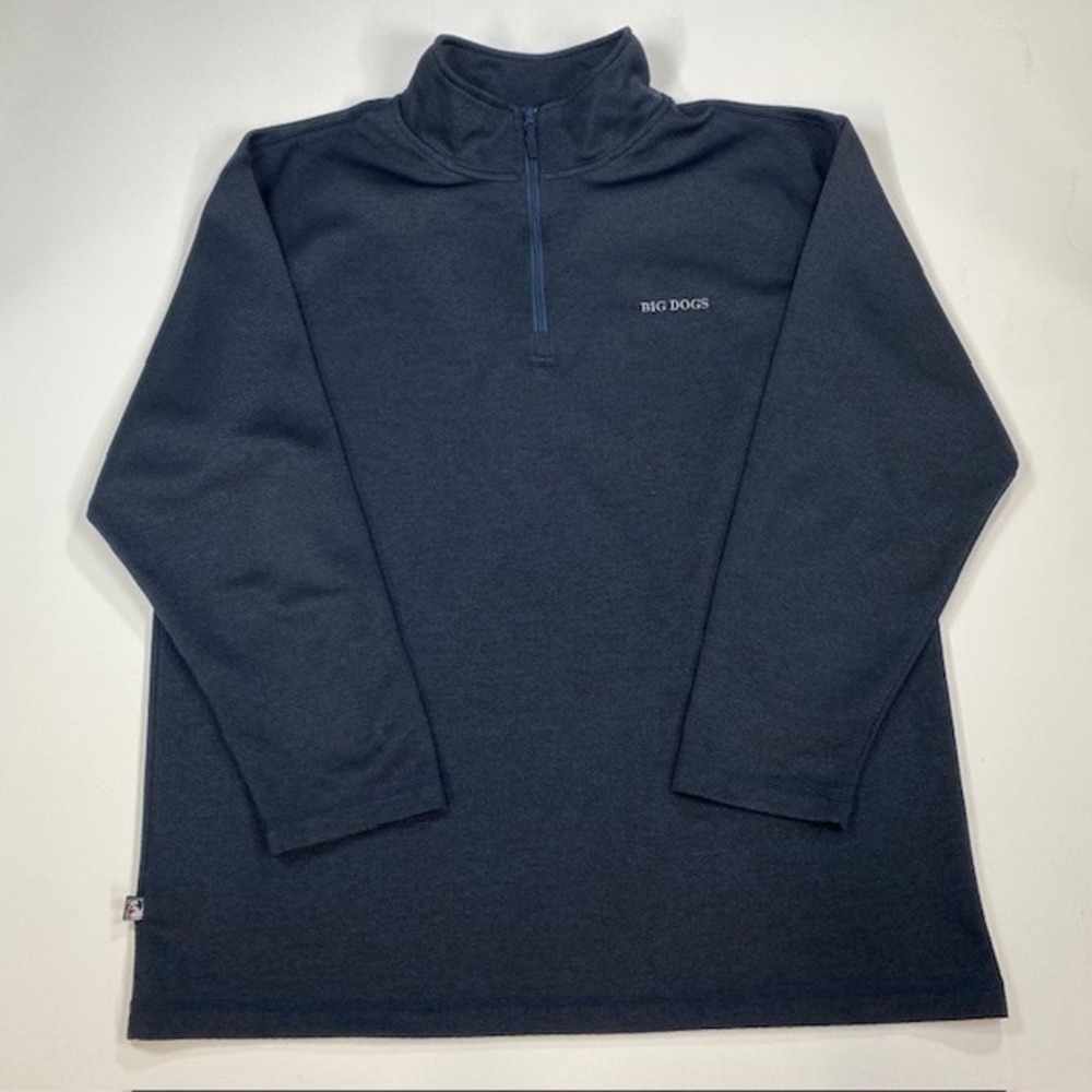 Big‎ Dogs Pullover Sweatshirt Men's XLarge 1/4 Zip Long Sleeve Dark Blue